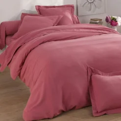 Taie d'oreiller en flanelle unie LAUREAT rose framboise