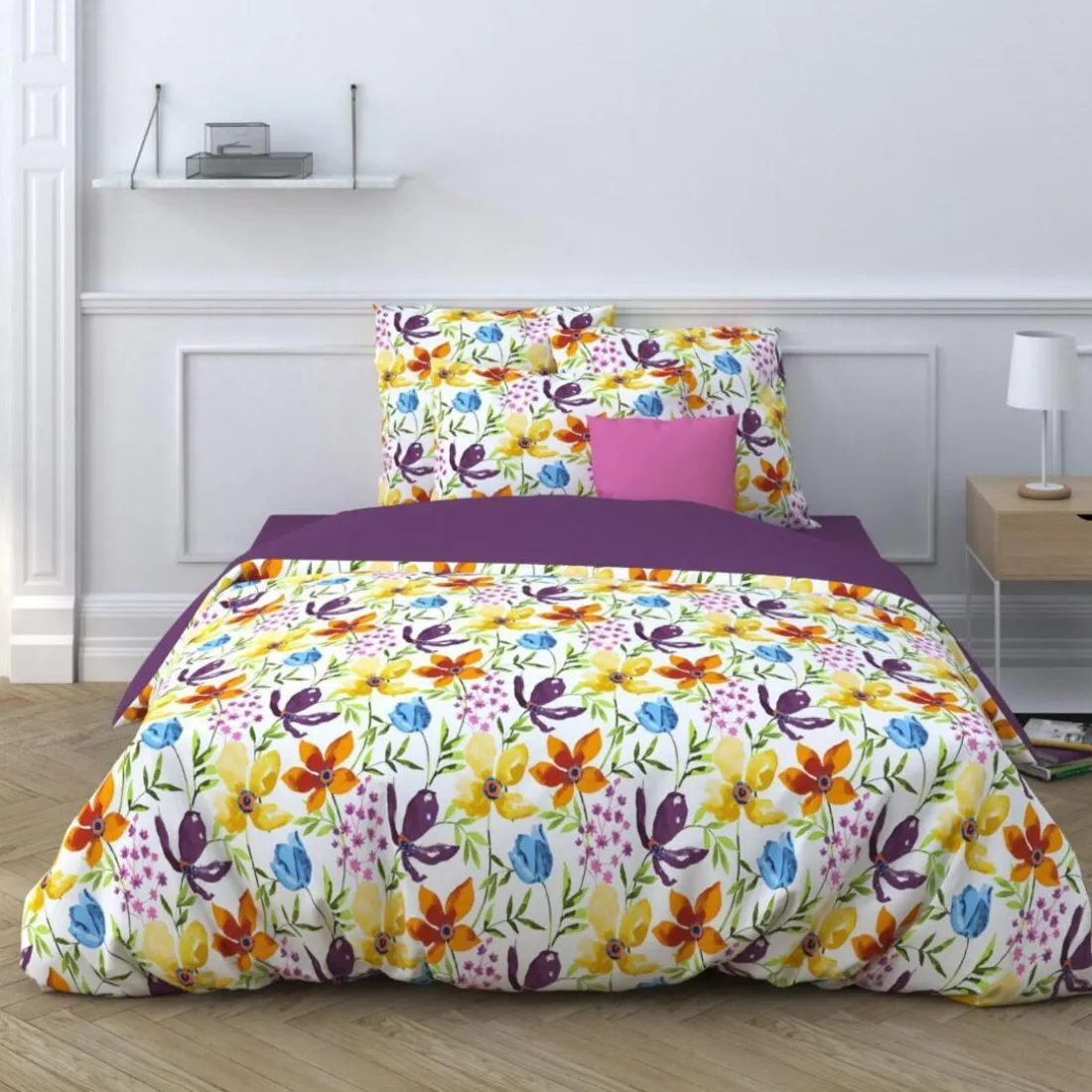 Taie d'oreiller en percale de coton AGATHE - Multicolore