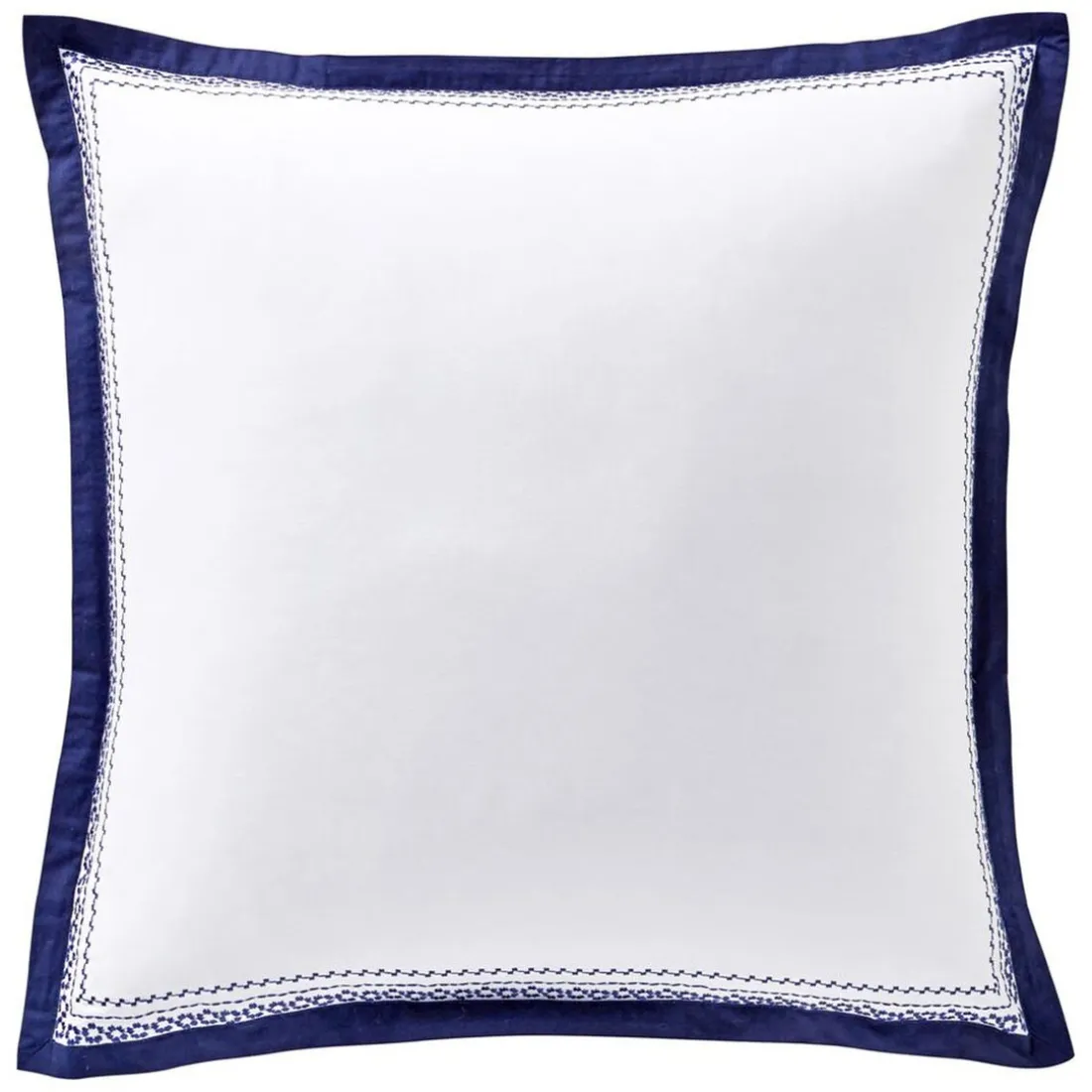 Taie d'oreiller en percale de coton frises brodées CUPTEA bleu marine