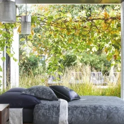 Taie d'oreiller en satin de coton GINGKO Bleu Corinthe