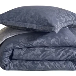 Taie d'oreiller en satin de coton GINGKO Bleu Corinthe