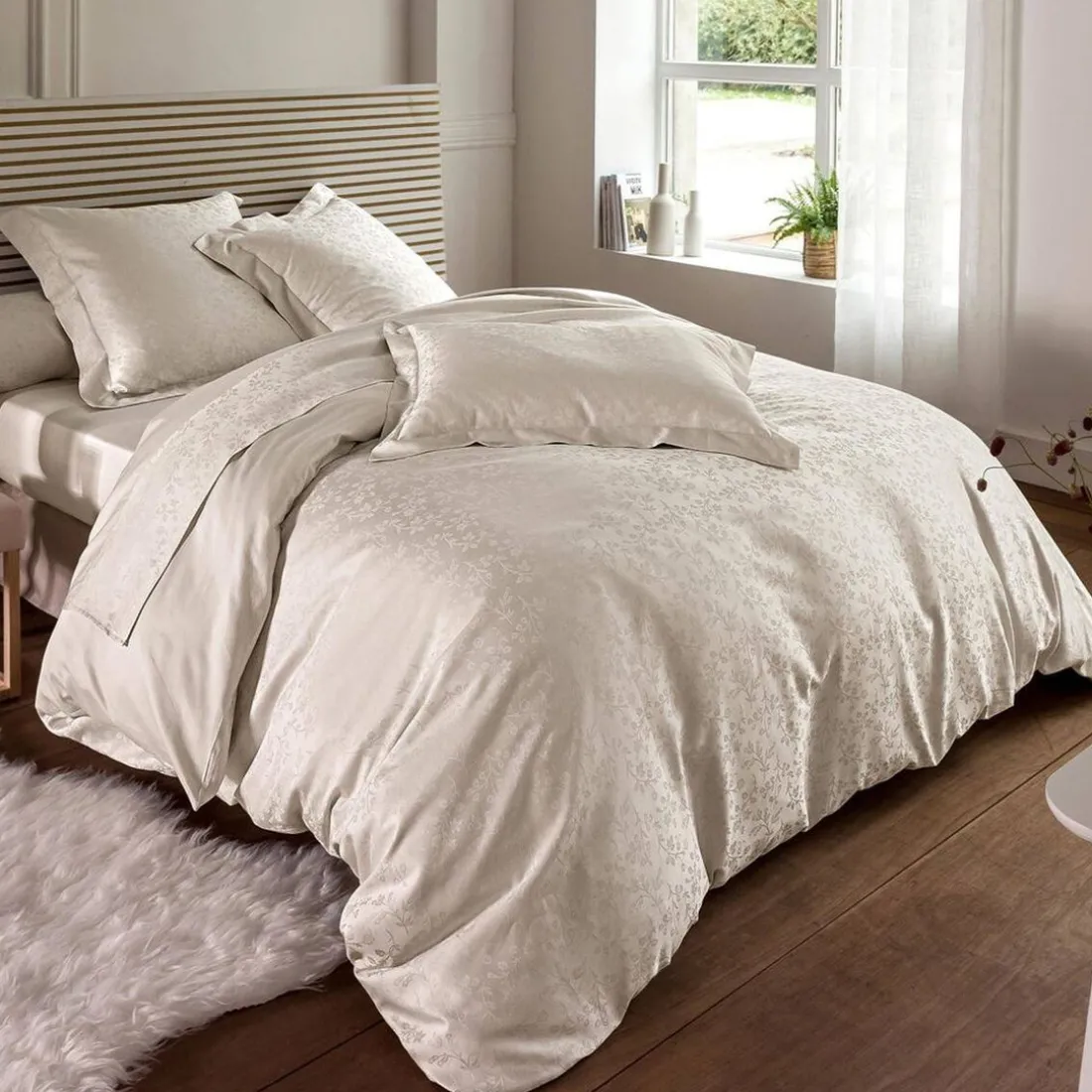 Taie d'oreiller en satin de coton - Ivoire
