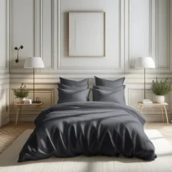 Taie d'oreiller ou de traversin en percale de coton TERTIO® - Anthracite