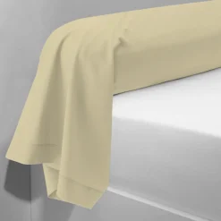 Taie d'oreiller ou de traversin en percale de coton TERTIO® - Beige Ficelle