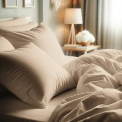 Taie d'oreiller ou de traversin en percale de coton TERTIO® - beige rosé