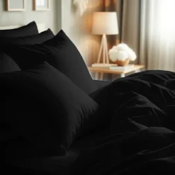 Taie d'oreiller ou de traversin en percale de coton TERTIO® - Noir