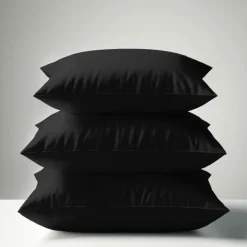 Taie d'oreiller ou de traversin en percale de coton TERTIO® - Noir