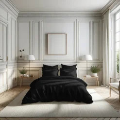 Taie d'oreiller ou de traversin en percale de coton TERTIO® - Noir