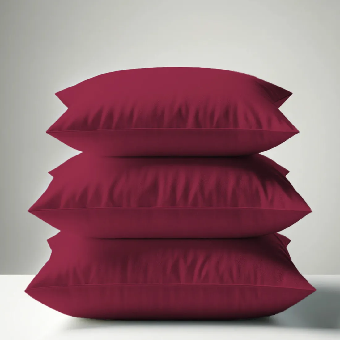 Taie d'oreiller ou de traversin en percale de coton TERTIO® - Bordeaux Rouge vin