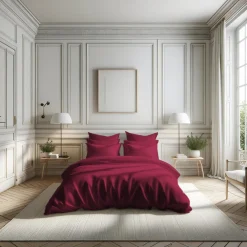 Taie d'oreiller ou de traversin en percale de coton TERTIO® - Bordeaux Rouge vin