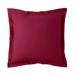 Taie d'oreiller ou de traversin en percale de coton TERTIO® - Bordeaux Rouge vin