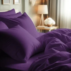Taie d'oreiller ou de traversin en percale de coton TERTIO® - Violet