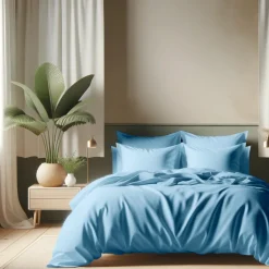 Taie d'oreiller ou taie de traversin coton TERTIO® - Bleu Lagon