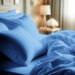 Taie d'oreiller ou taie de traversin coton TERTIO® - Bleu Azur