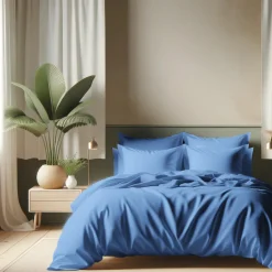 Taie d'oreiller ou taie de traversin coton TERTIO® - Bleu Azur
