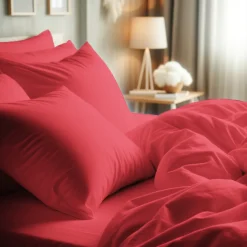 Taie d'oreiller ou taie de traversin coton TERTIO® - Rouge Carmin