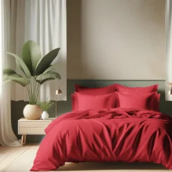 Taie d'oreiller ou taie de traversin coton TERTIO® - Rouge Carmin