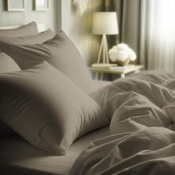Taie d'oreiller ou taie de traversin coton TERTIO® - Taupe