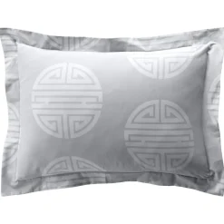Taie d'oreiller ou traversin motifs zen bambous et idéogrammes Becquet - Noir