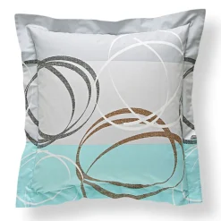 Taie d'oreiller ou traversin motif spirales - vert d'eau