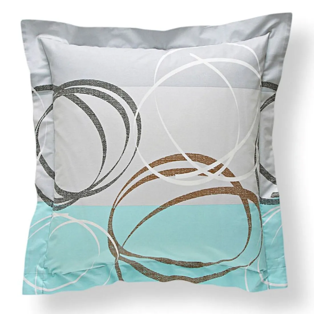 Taie d'oreiller ou traversin motif spirales - vert d'eau