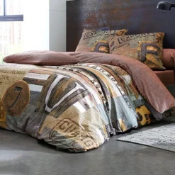 Taie d'oreiller ou traversin style industriel Marron