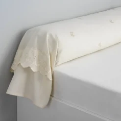 Taie d'oreiller polycoton BRODERIE - Crème