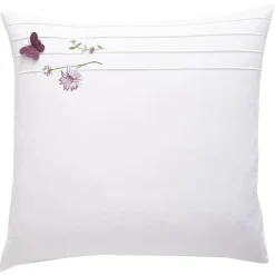 Taie d'oreiller sac brodée en coton percale DR.LORENZA - Blanc