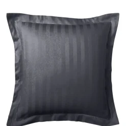 Taie d'oreiller satin de coton 2 faces uni / rayé TERTIO® - Gris Anthracite