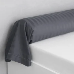 Taie d'oreiller satin de coton 2 faces uni / rayé TERTIO® - Gris Anthracite