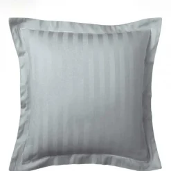 Taie d'oreiller satin de coton 2 faces uni / rayé TERTIO®- Gris Perle