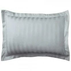 Taie d'oreiller satin de coton 2 faces uni / rayé TERTIO®- Gris Perle