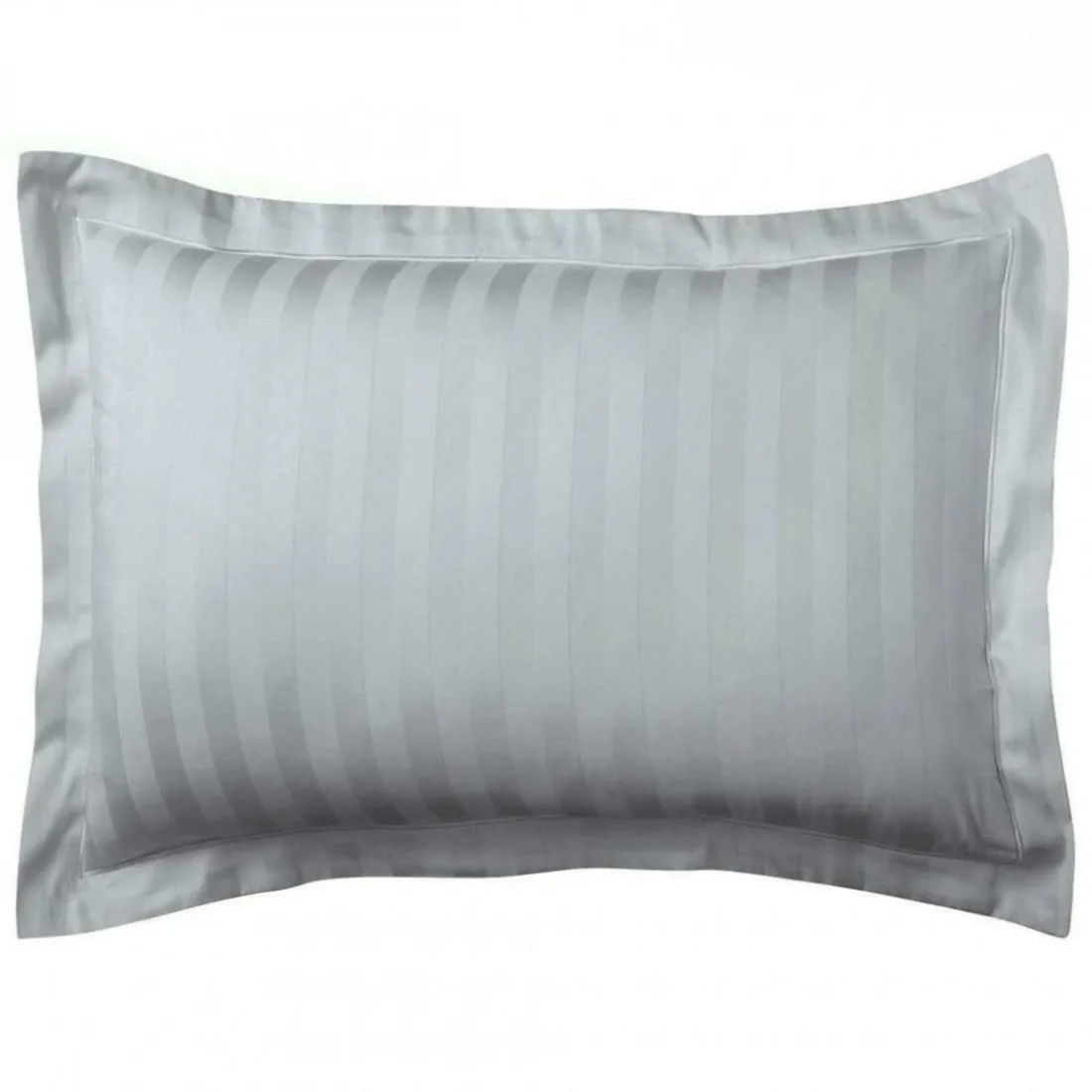 Taie d'oreiller satin de coton 2 faces uni / rayé TERTIO®- Gris Perle