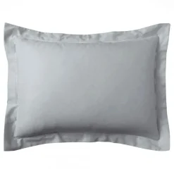 Taie d'oreiller satin de coton 2 faces uni / rayé TERTIO®- Gris Perle