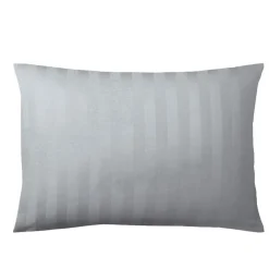 Taie d'oreiller satin de coton 2 faces uni / rayé TERTIO®- Gris Perle