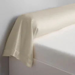 Taie d'oreiller satin de coton 2 faces uni / rayé TERTIO® - Ecru