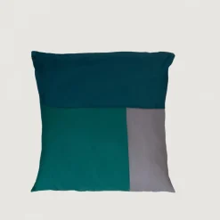 Taie d'oreiller, taie de traversin en coton TRIO - Bleu Canard / Gris