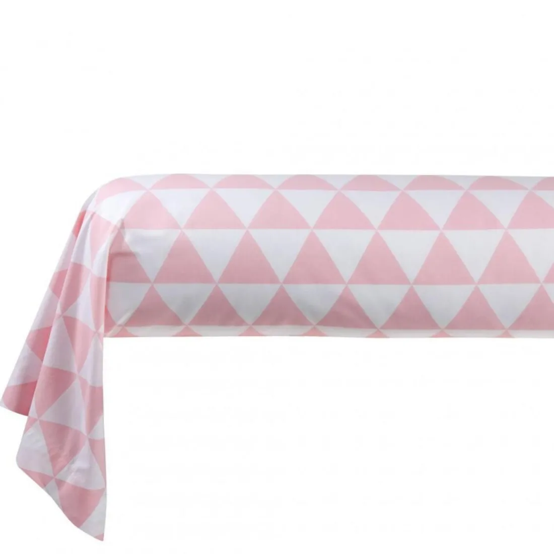 Taie d'oreiller, taie de traversin en coton LORENZ - Rose/Blanc