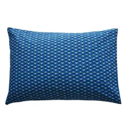 Taie d'oreiller, taie de traversin en coton petits motifs graphiques - Bleu