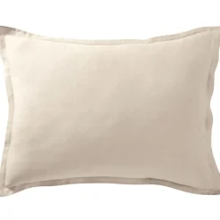 Taie d'oreiller uni en lin Blanc Craie