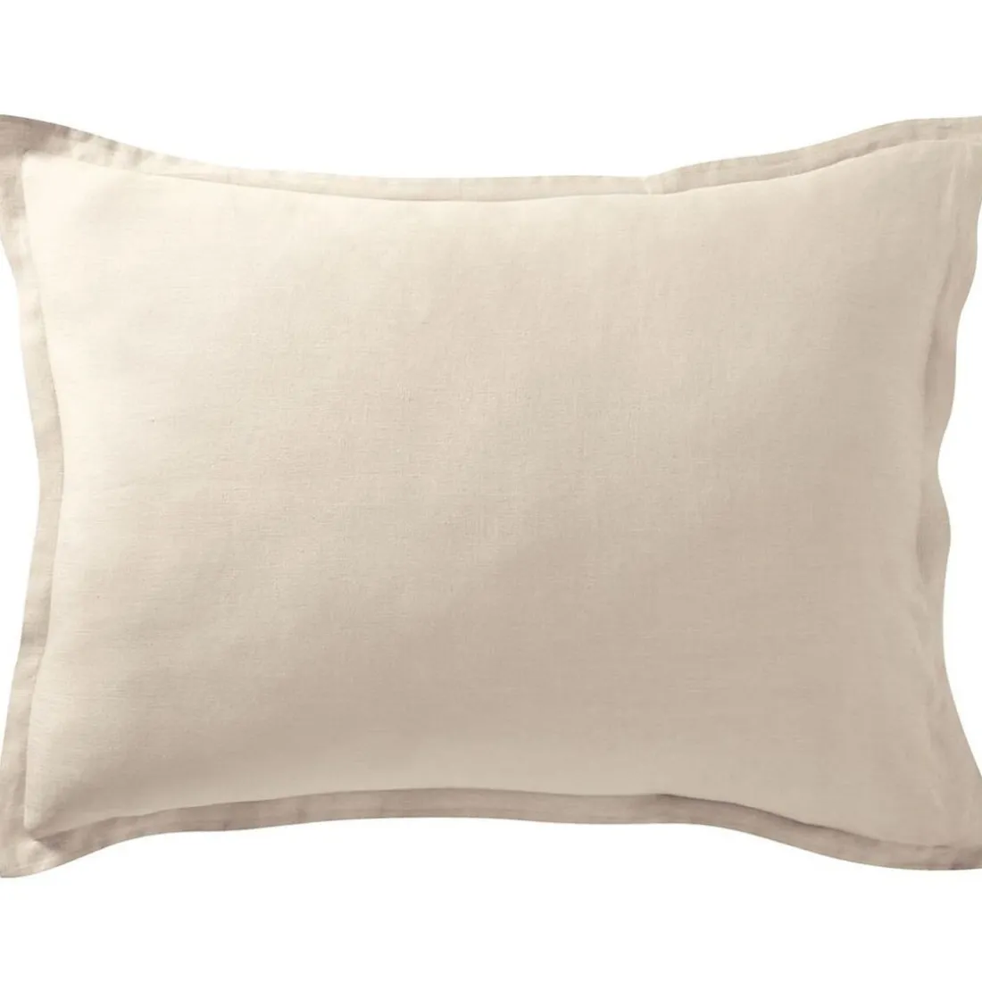 Taie d'oreiller uni en lin Blanc Craie