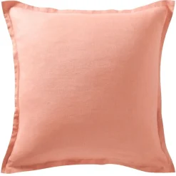 Taie d'oreiller Uni en lin lavé rose blush