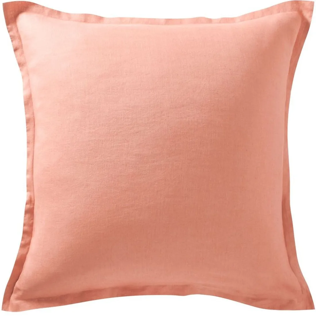 Taie d'oreiller Uni en lin lavé rose blush
