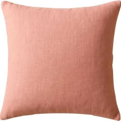 Taie d'oreiller Uni en lin lavé rose blush