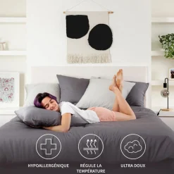 Taies d'Oreiller en Bambou - Gris Foncé