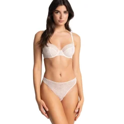 Tanga à motifs fleuris - Beige