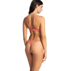 Tanga à motifs fleuris - Rose