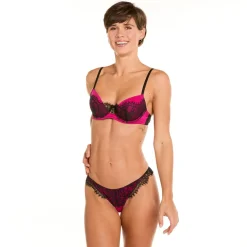 Tanga brésilien noir/fuchsia Dragon