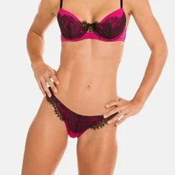 Tanga brésilien noir/fuchsia Dragon
