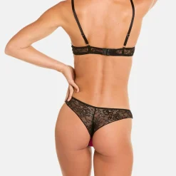 Tanga brésilien noir/fuchsia Dragon